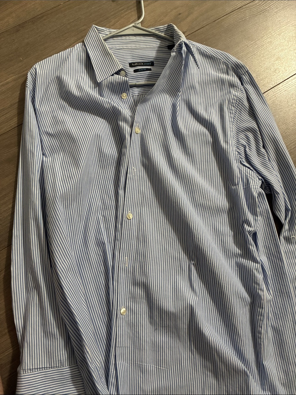 Van Heusen Light Blue and White Pinstripe Button-Down Shirt